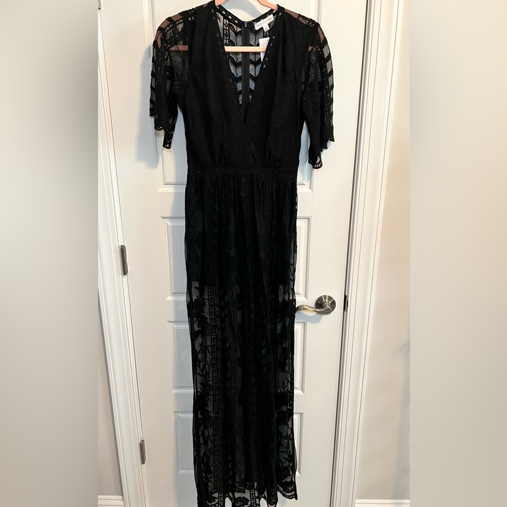 Socialite Black Romper with Lace Overlay